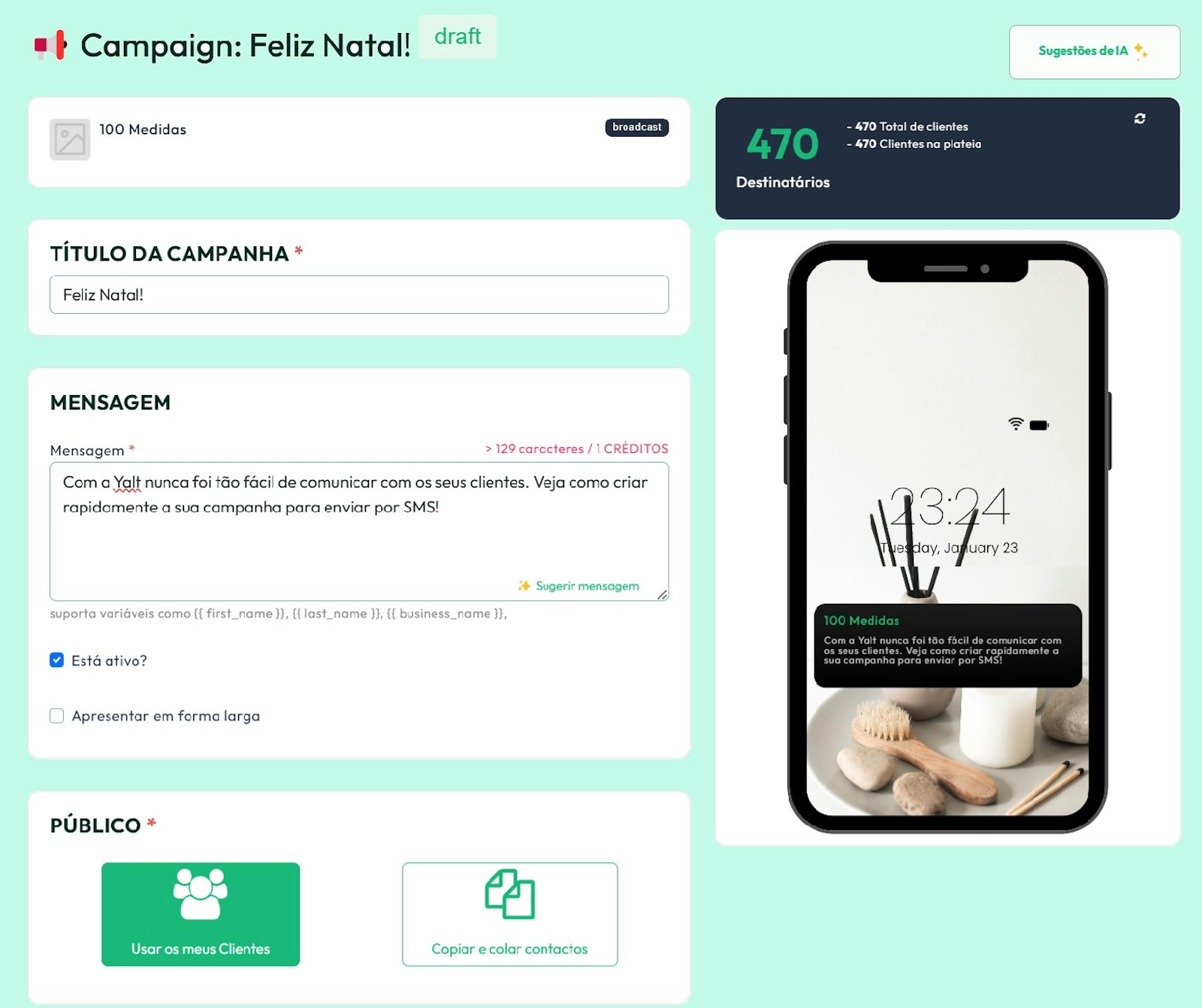 Como criar a sua campanha SMS