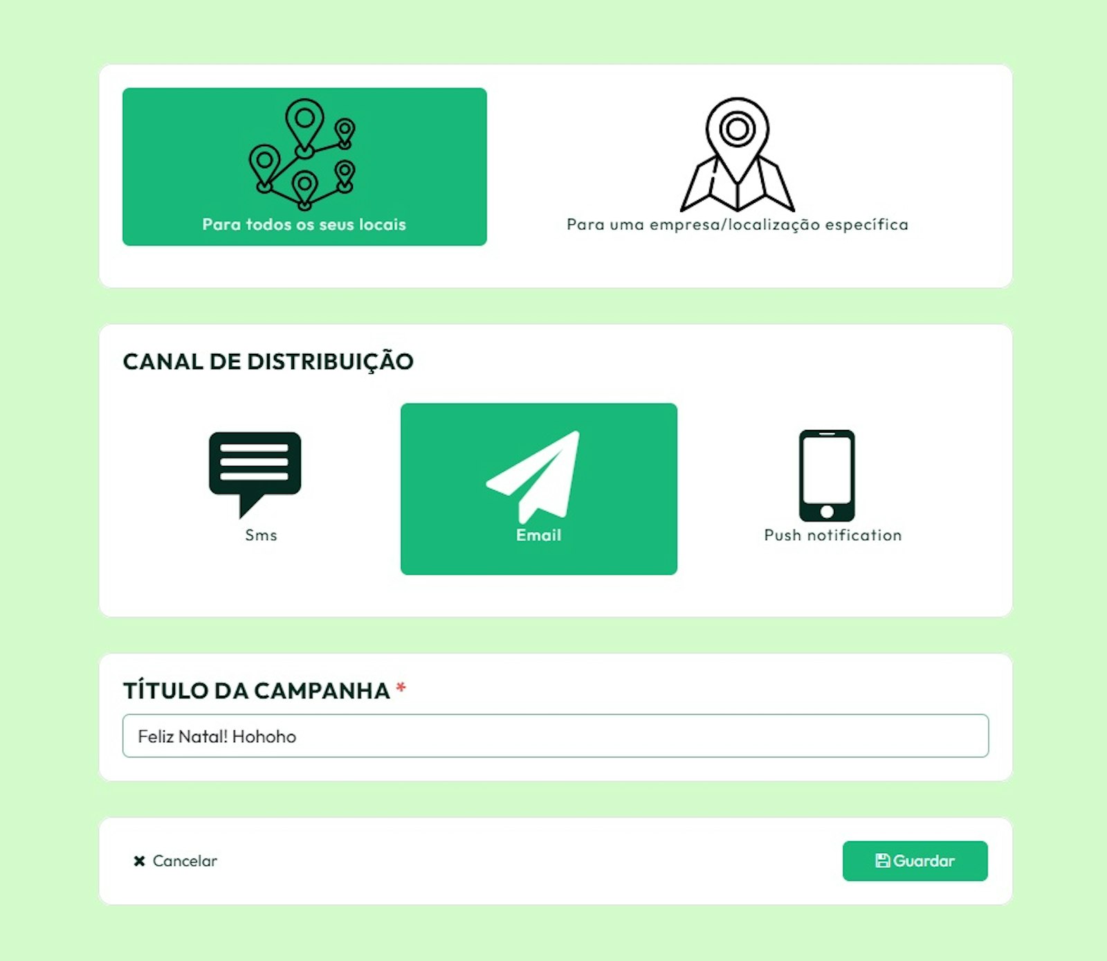 Como criar campanhas por Email